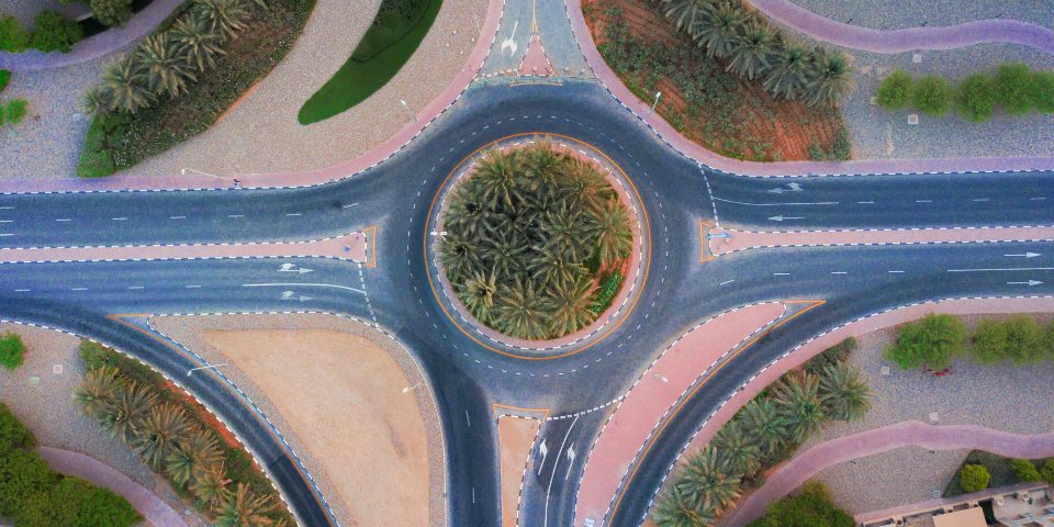A roundabout seen from directly above