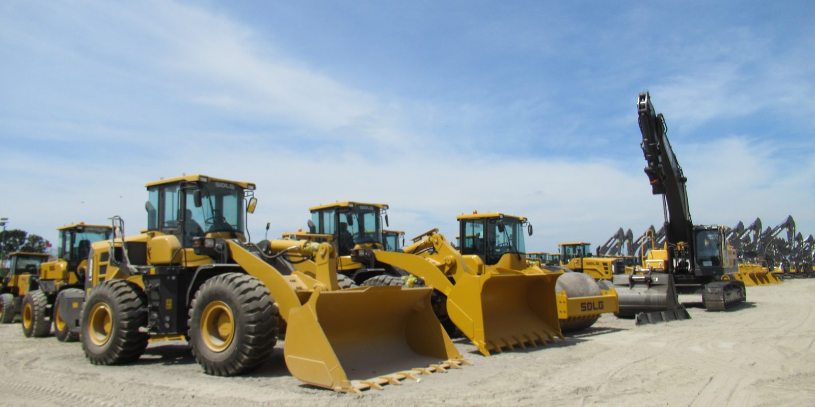 Heavy plant machinery at a road construction site